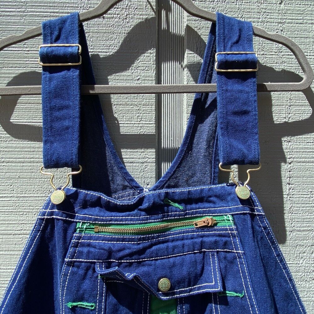 Liberty Overalls Men 44 Blue Jeans Bib Baggy Carpenter Cotton Denim 44x30 - Picture 3 of 8